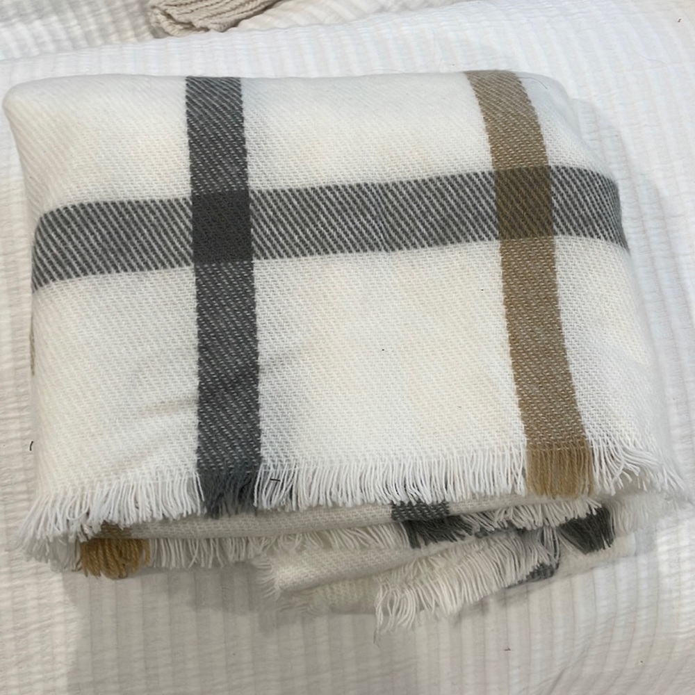 White Gray Tan Scarf